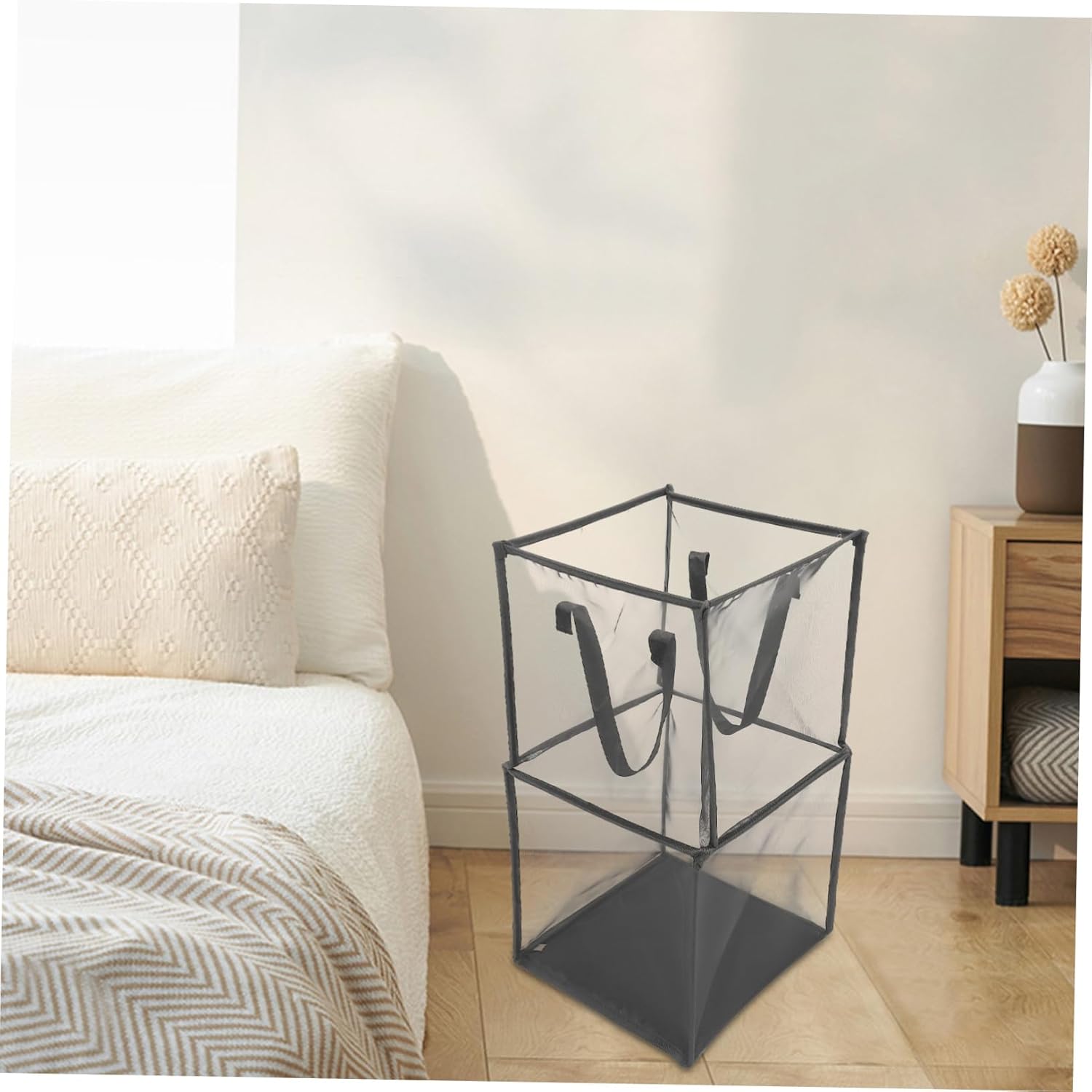 Foldable Laundry Basket with Handles Large Capacity Breathable Mesh Hamper for Bedroom Bathroom Storage Lightweight Organizer