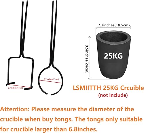 Miniatura 3 de Juego de pinzas de crisol de 55.1 lbs para fundir metal, herramientas de fundición de fundición, crisoles para verter y elevar, mandíbula de 6.7