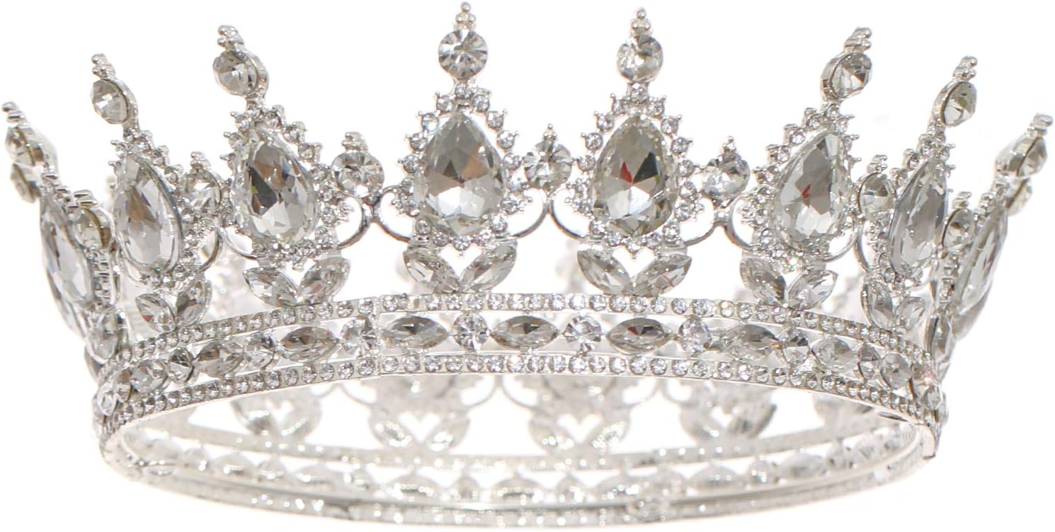 FORSEVEN Queen Crown Rhinestone Wedding Crowns and Tiaras for Women Costume Party Hair Accessories Princess Birthday Crown Crystal Bridal Crown Christmas Decorations Headband