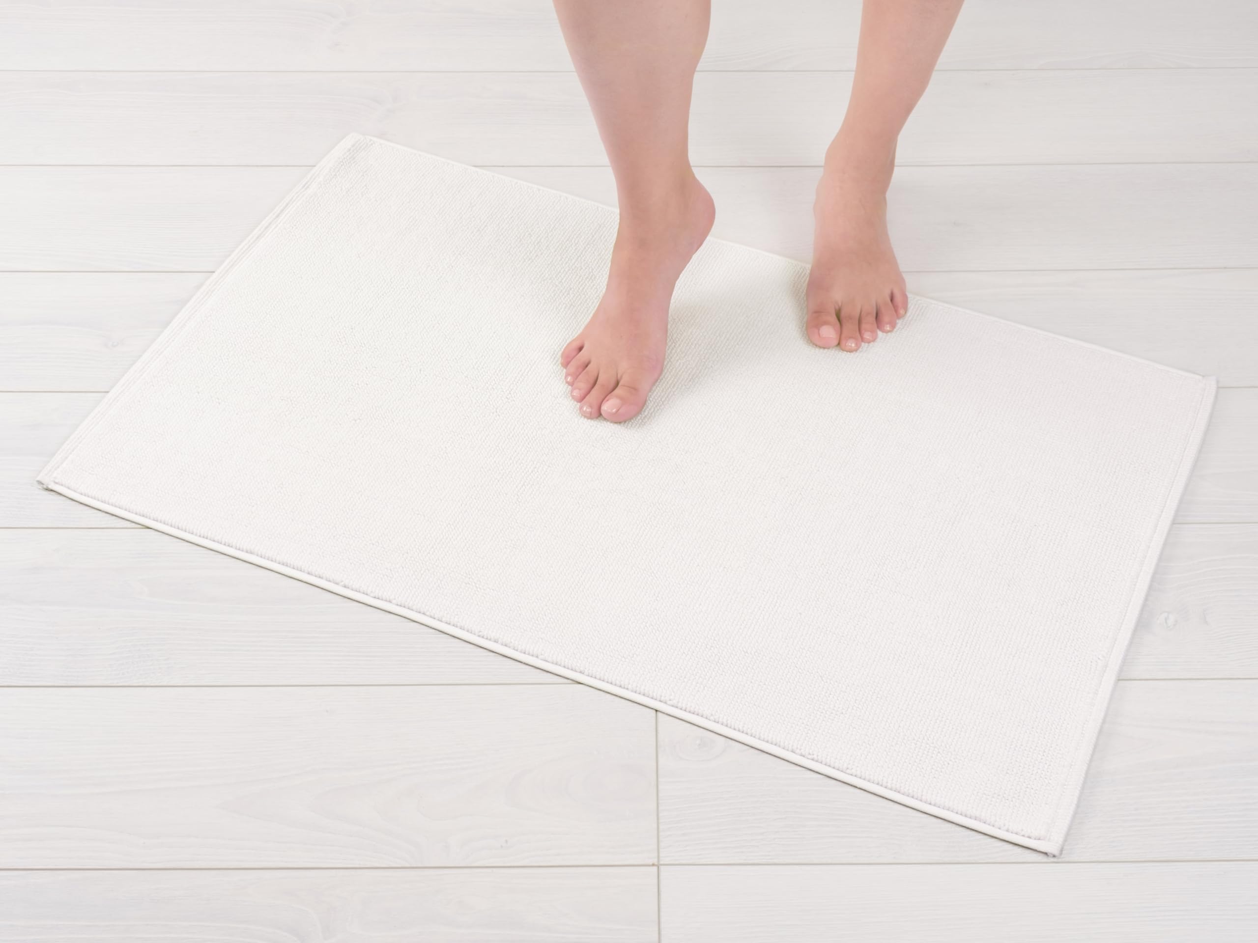Hammetex Non-Slip Bath Mat, 51 x 86 cm, 100% Cotton, 1200 GSM, Washable, Absorbent, Quick Dry, Oeko-TEX Certified, Cream