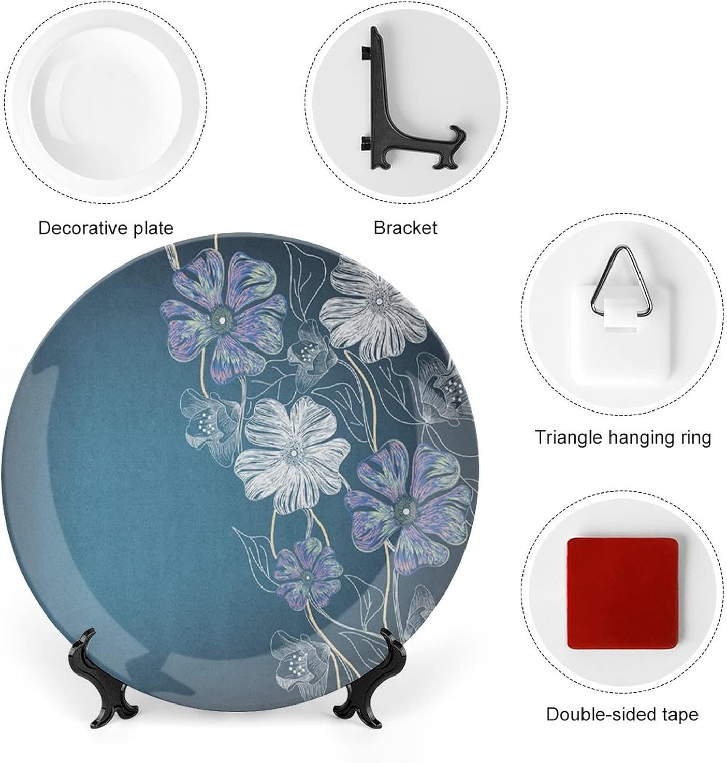 XISUNYA 10 Inch Decorative Plate, Art Ceramic Plate, Hand Drawn Cherry Fantasy Bridal Garden Print Ceramic Wall Hanging for Home Office Party Dinner Table Decor