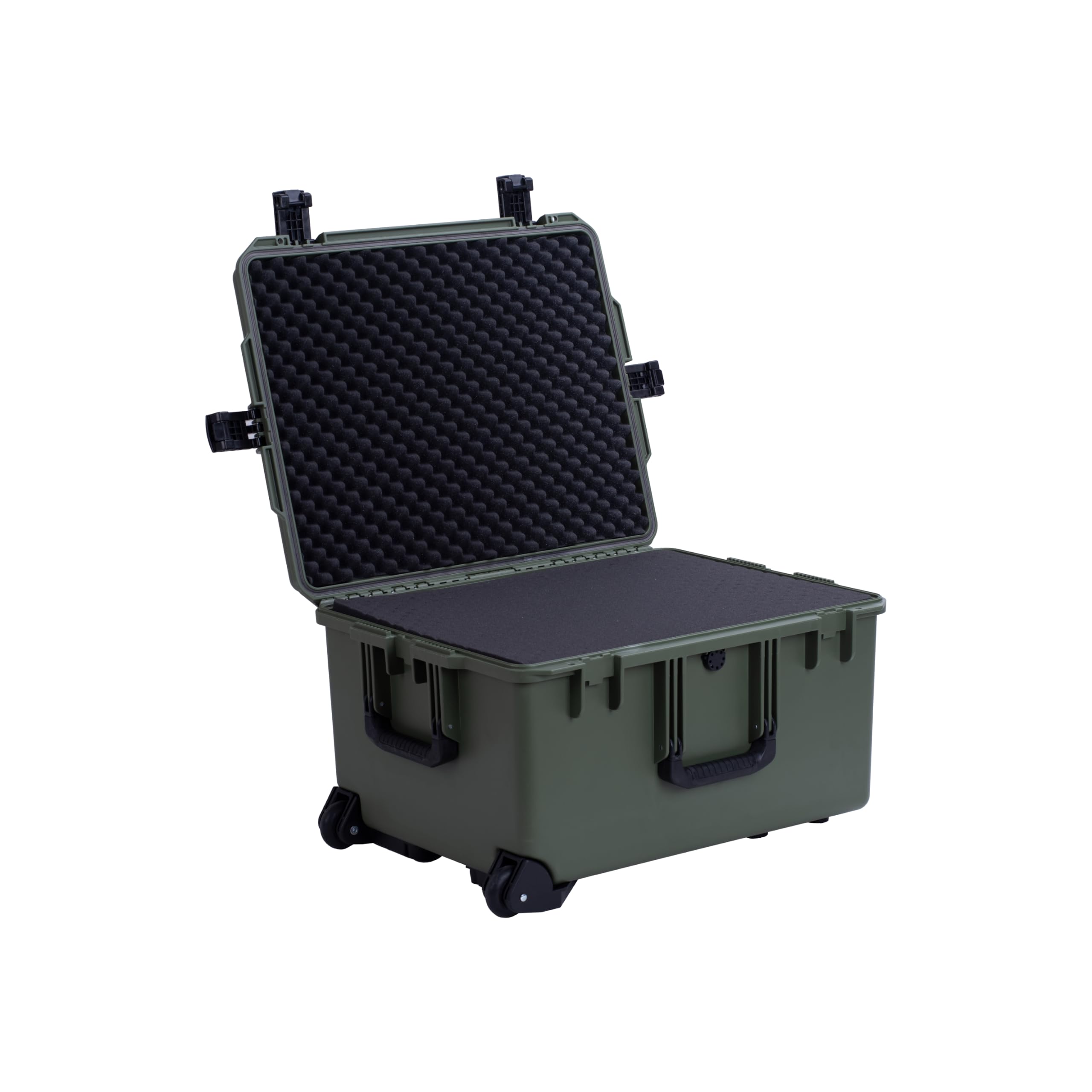 MEIJIA Custodia rigida portatile per tutte le condizioni atmosferiche, impermeabile, con schiuma personalizzabile e ruote, 62,5 x 50 x 36,6 cm (verde)