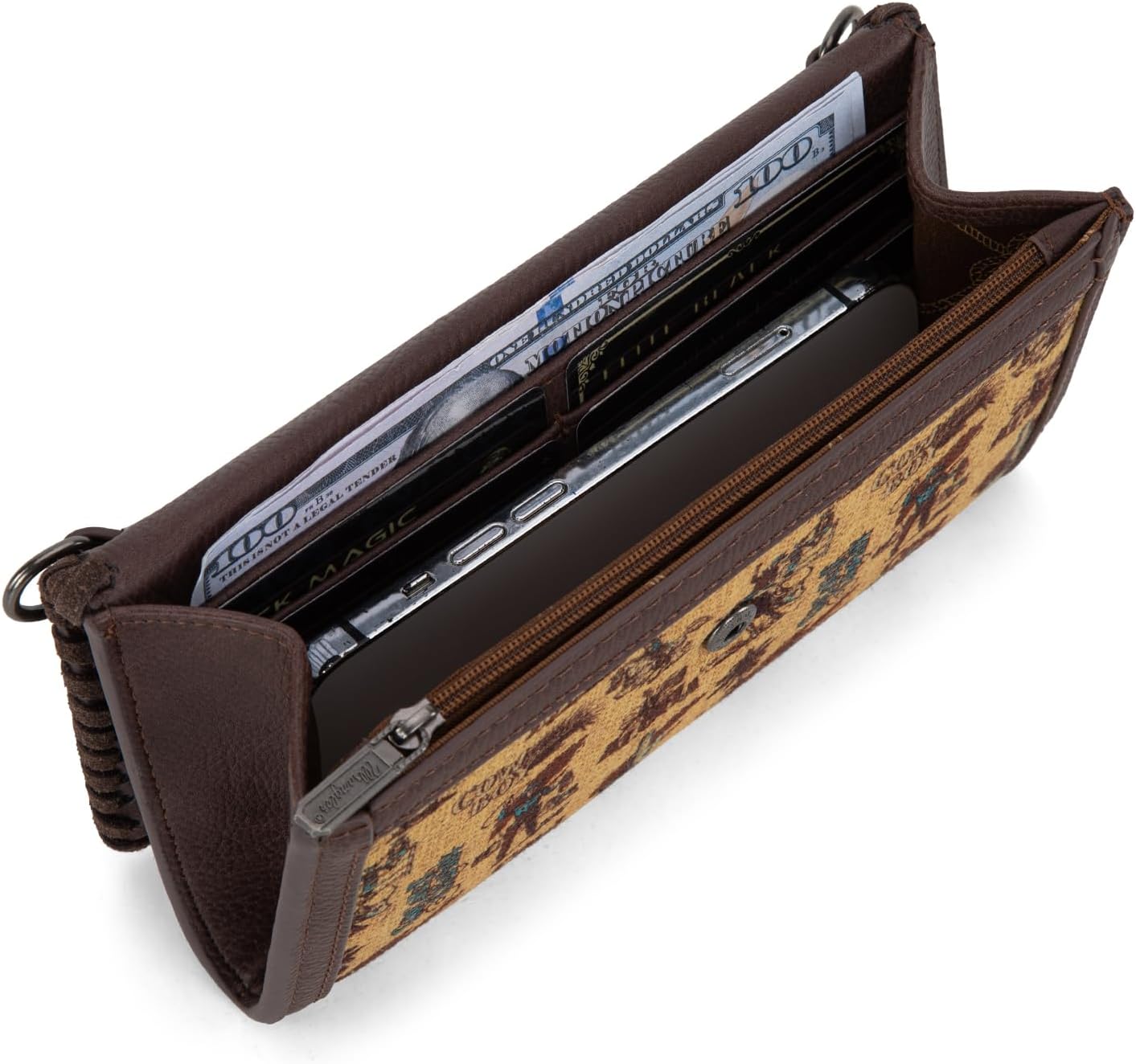 Wrangler Cowboy Print Small Crossbody Bags for Women Western Wristlet Wallet