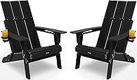 Vista 1 de Silla Adirondack con portavasos: sillas plegables Adirondack Juego de 2 muebles de plástico HDPE de material - sillas modernas compuestas plegables