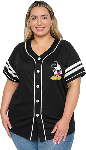 Miniatura 6 de Disney Mickey Mouse Stitch Jack Skellington Camiseta Jersey para Mujer con Botones al Frente