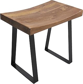 Home Soft Things Natural Reclaimed Pine Wood Tile Shape Entryway Bench 19"x12"x17" H Coffee Side Table Rustic Solid Tables for Living Room Bedroom Outdoor Sturdy Handmade Table