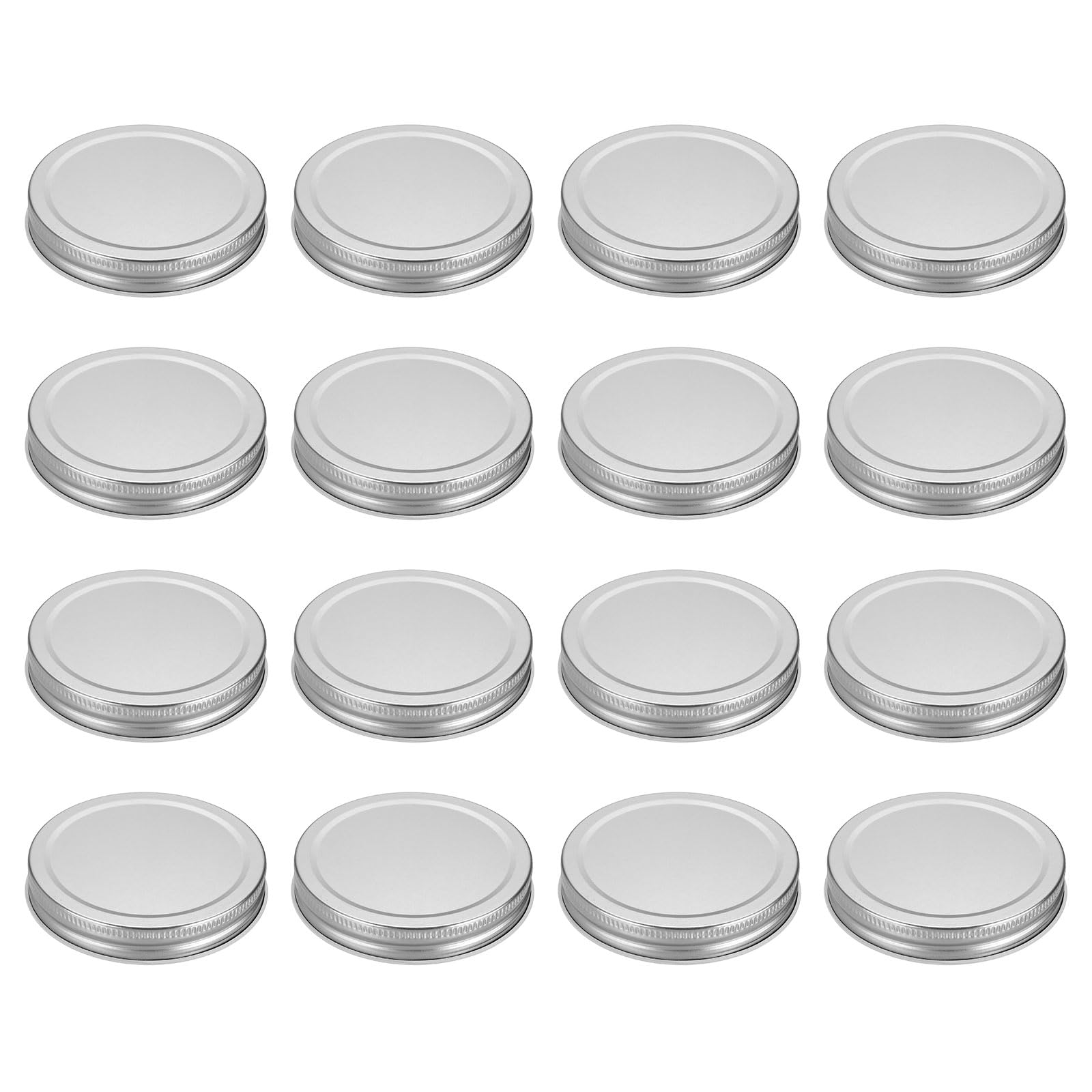sourcing map 16pcs Mason Jar Lids 86mm Tinplate Regular Mouth Reusable Leak-proof Mason Canning Covers with Silicone Rings for Storage Bottle Water Bottle and Jars, Silver