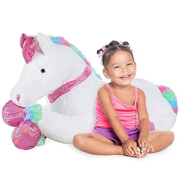 Best Choice Products 52in Kids Extra Large Plush Unicorn, Life-Size Stuffed Animal Toy w/ Rainbow Details - Soft White Fur