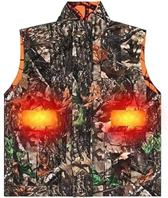 Gilet de chasse chauffant réversible camouflage orange - Taille M-4XL