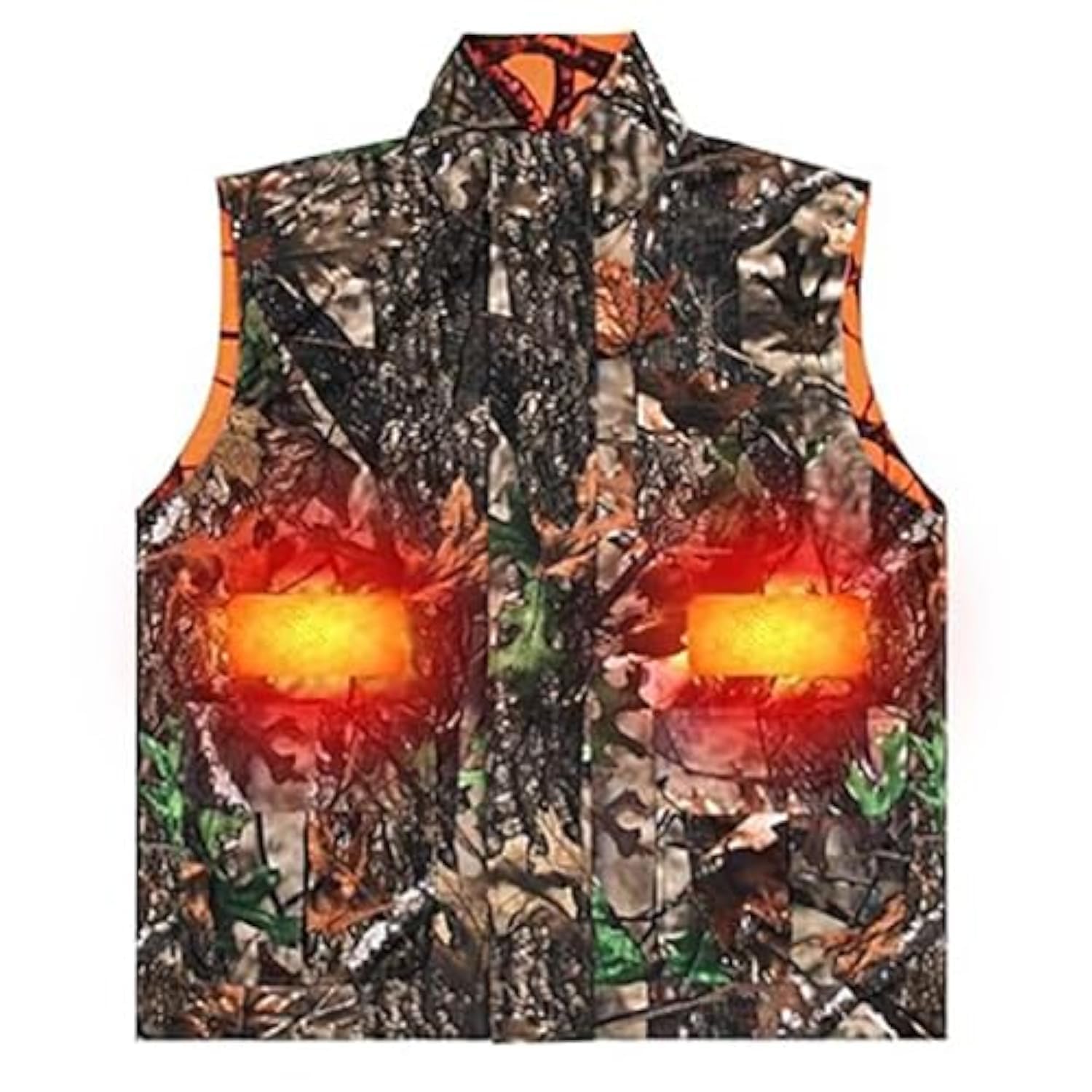 VicBre Chaleco de caza térmico para hombre, chaleco reversible de camuflaje y naranja para senderismo, esquí, pesca, camping (M-4XL)