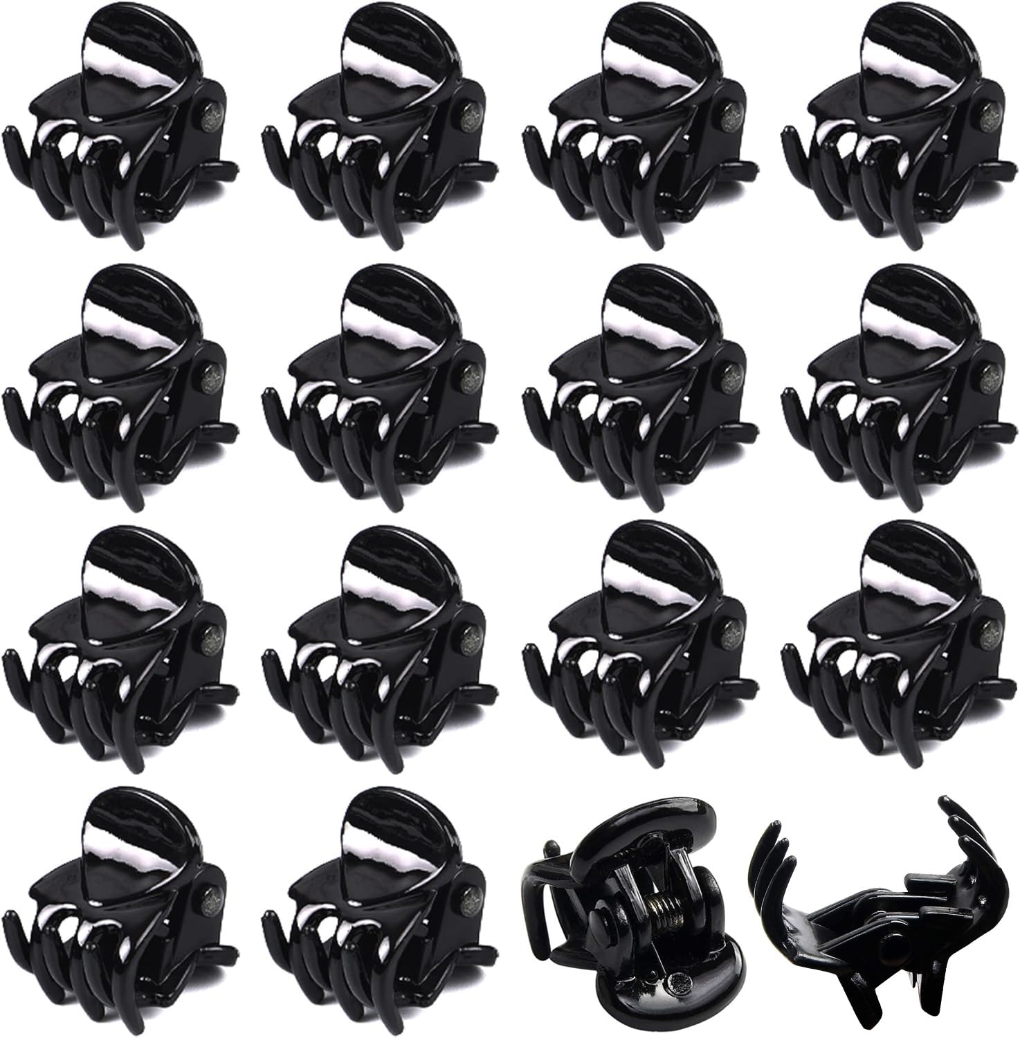 BOARDFEBMini Hair Claw Clips,24 Pcs Black Small Non-Slip Hair Claw Clamp Plastic Tiny Mini Claw Clips for Hair Hair Accessories for Women Girls