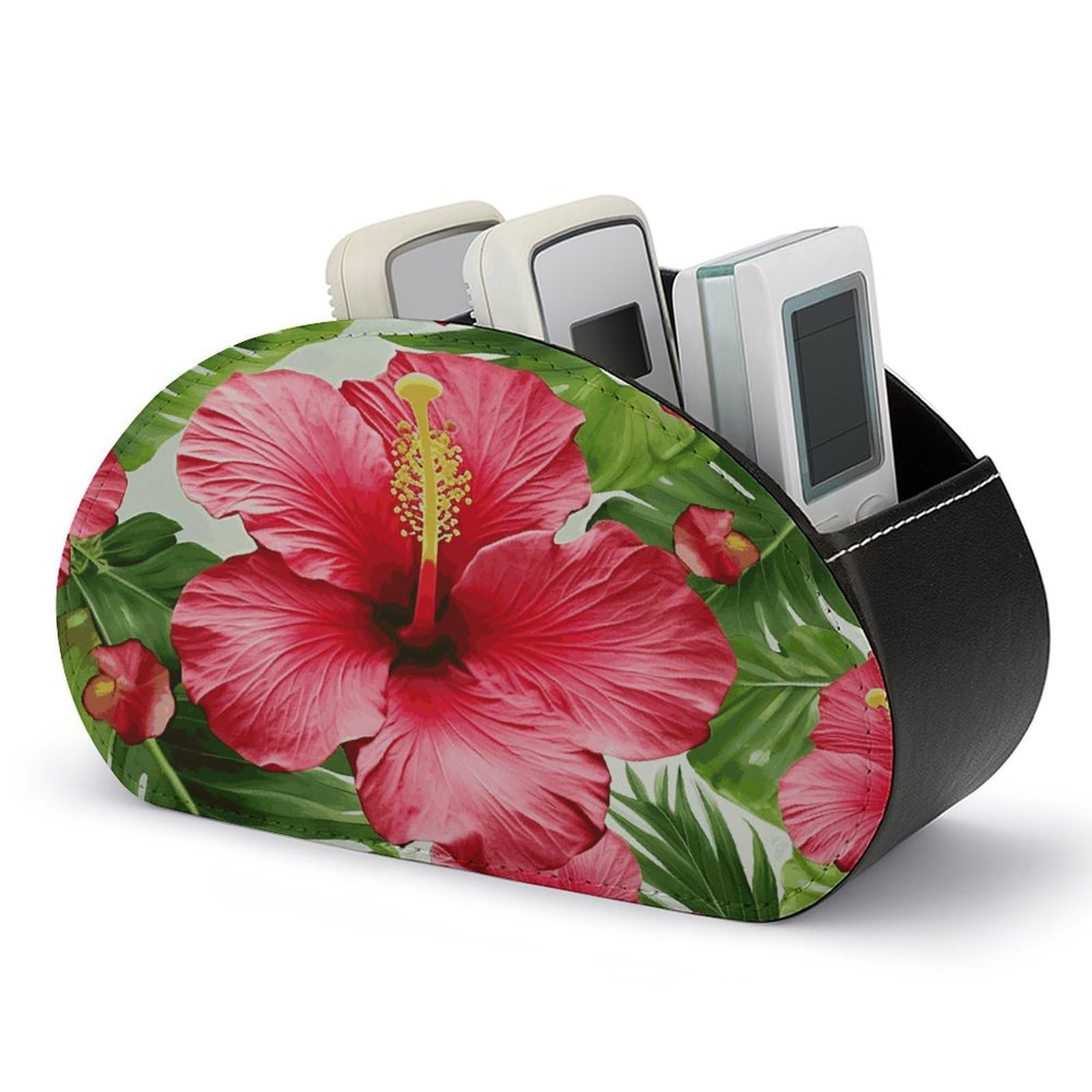 Btcowzrv Style Hibiscus Flower Remote Control Holder With 5 Compartments