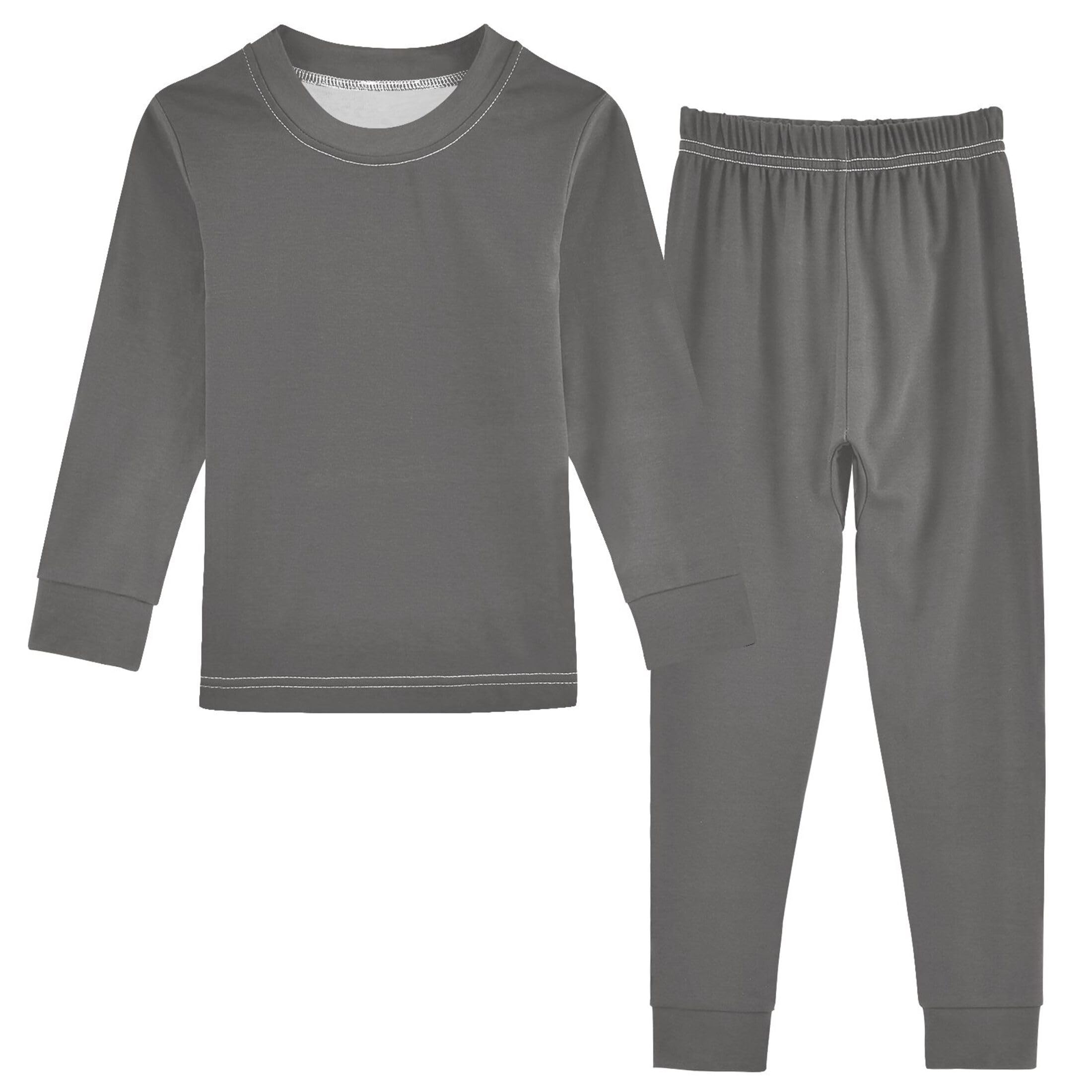 Dark Grey Long Sleeve Pajamas Set Sleepwear Jammies 2pcs Set Pjs Dark Grey