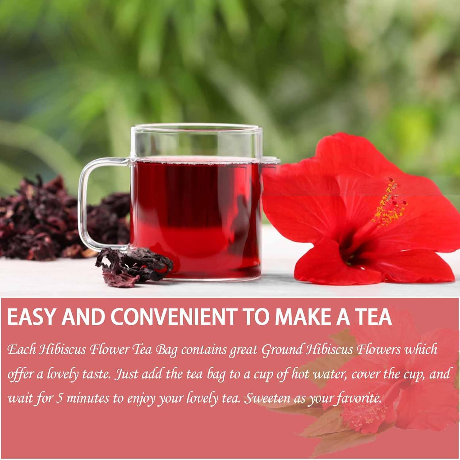 Premium Hibiscus Tea Organic Tea Bags, 100% Natural, Handmade, Pure from Hibiscus Flowers, Natural & No Additives, No Sugar/Caffeine/Gluten, Vegan. (1) - Image 5