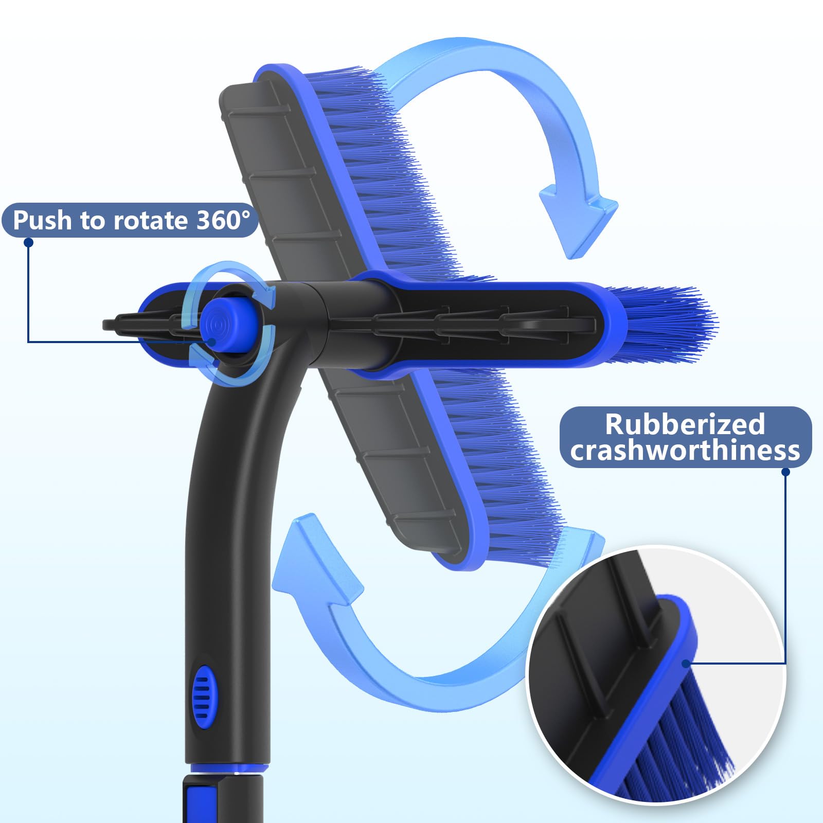 Rascador de hielo de 47 pulgadas y cepillo de nieve extensible para parabrisas de coche, 2 en 1, cabezal de cepillo de nieve giratorio de 360° con agarre de espuma para Navidad, automóvil, camión, SUV