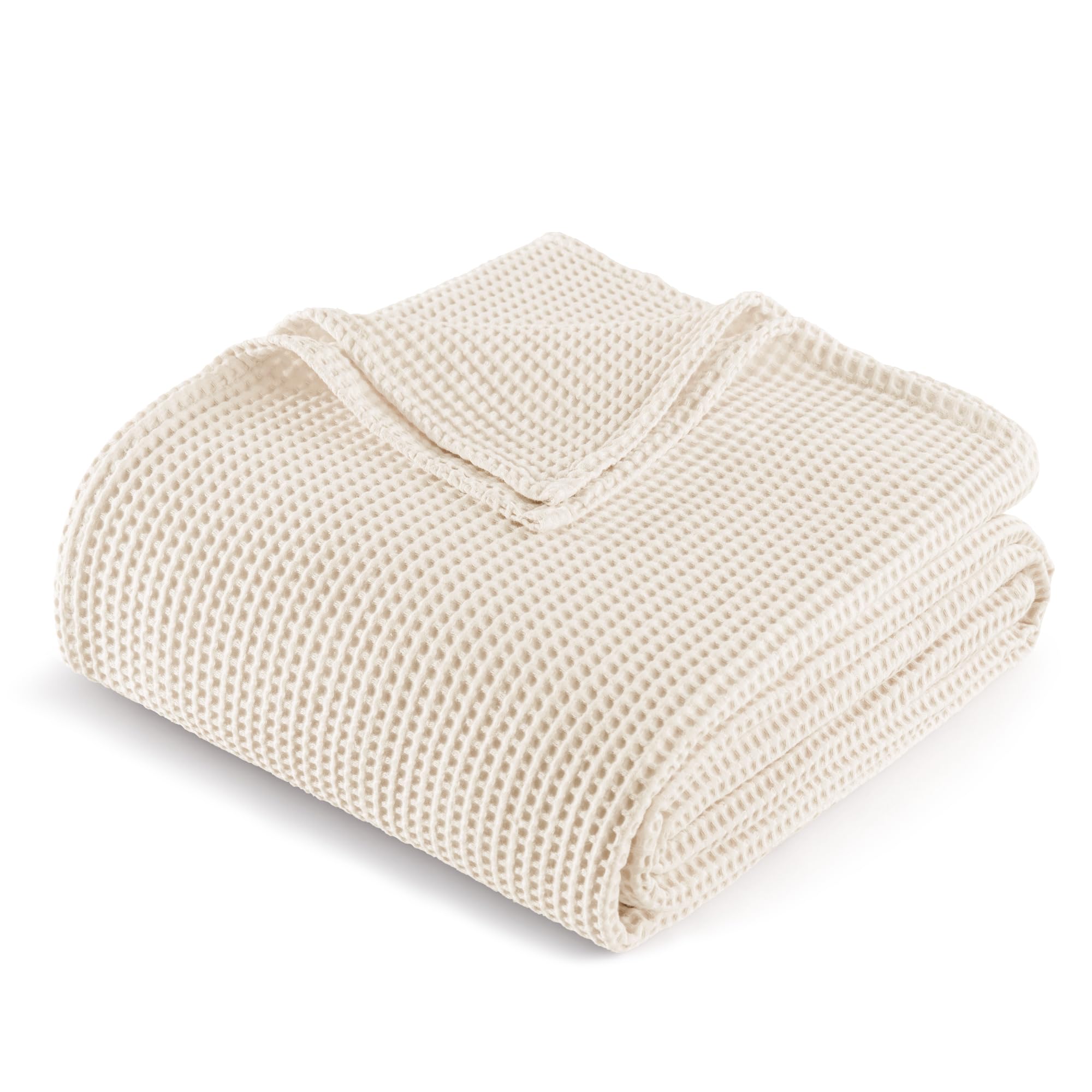 Exclusivo Mezcla 100% Cotton Muslin Gauze Waffle Weave Throw Blanket, Soft Lightweight and Breathable Knit Blanket for Couch, Sofa, Office, All Season, 127x178 CM, Beige โ image 1