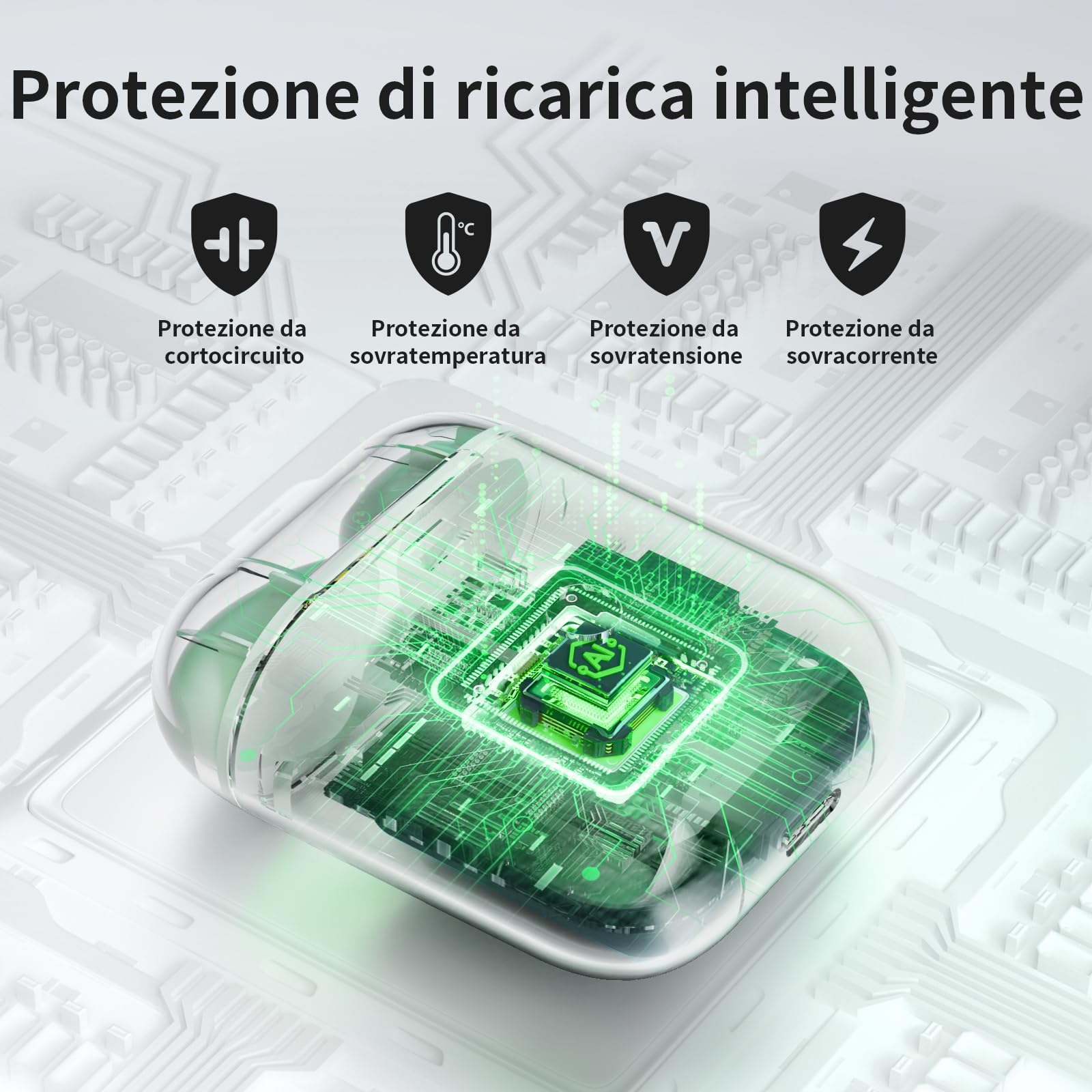 Uluck Custodia di ricarica wireless compatibile con Airpods 1 e 2 generazione, 700 mAh, ricambio originale, pulsante di sincronizzazione di accoppiamento Bluetooth