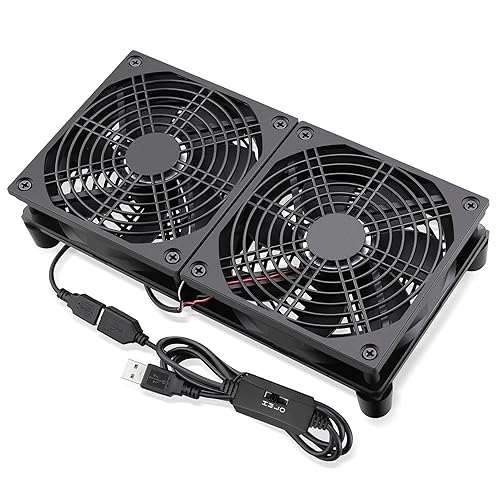 Miniatura 8 de GDSTIME Ventiladores USB duales de 4.724 in y 5 V, ventilador de flujo de aire grande de 102 CFM para router TV Box Micro computadora y otros