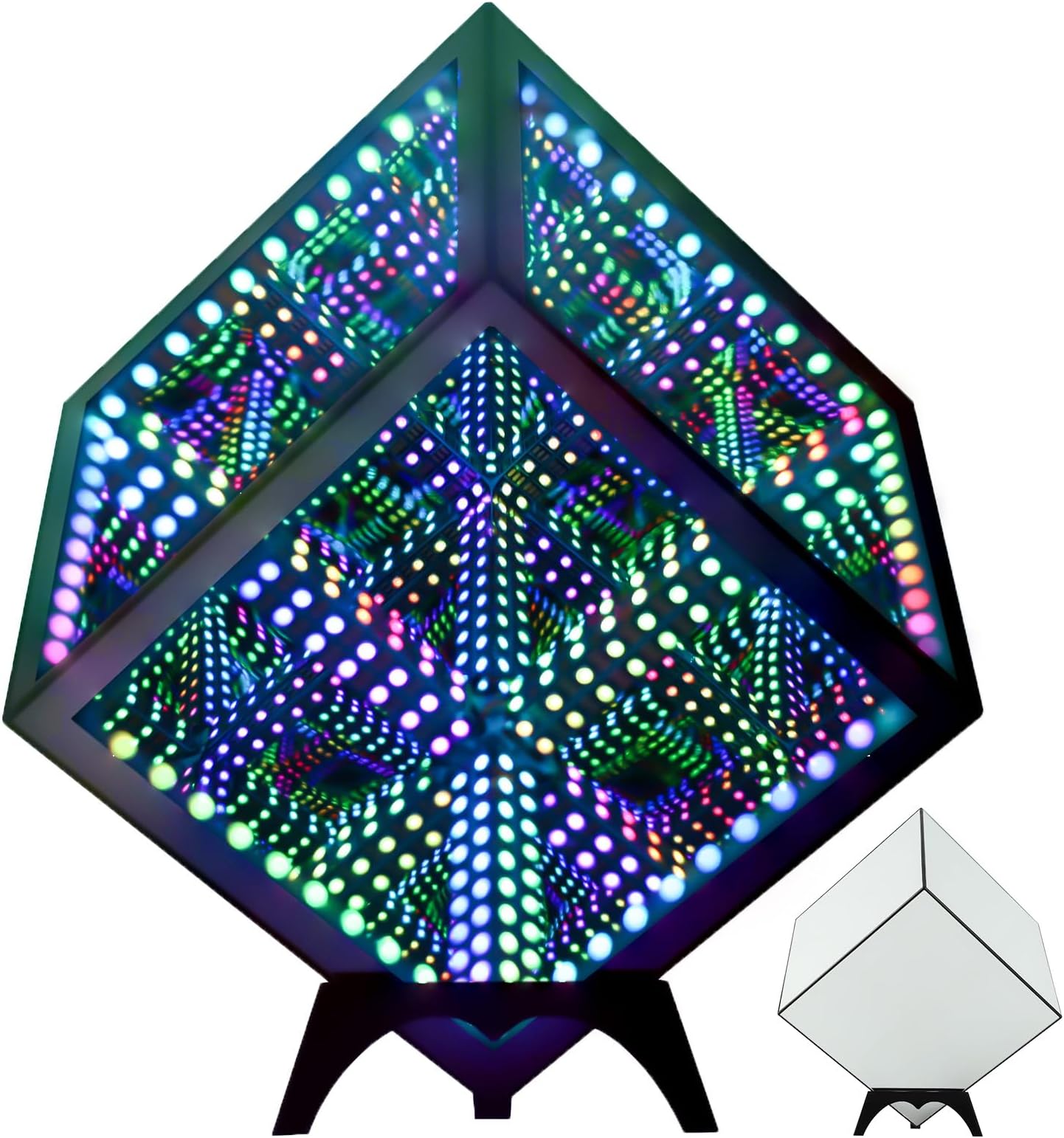 RGB Infinity Hyper Cube Light with APP Control - Smart Infinity Mirror Night Light, 16M Colors Music Sync, Gaming Room Decor, Mood Lighting for Bedroom Desk and Party (7 Inches)