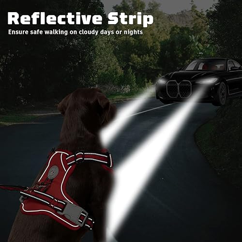 Miniatura 6 de Arnés de chaleco para perro, arnés de entrenamiento para perro sin tirones con asa y correa de 5 pies, ajustable y reflectante, sin asfixia, para