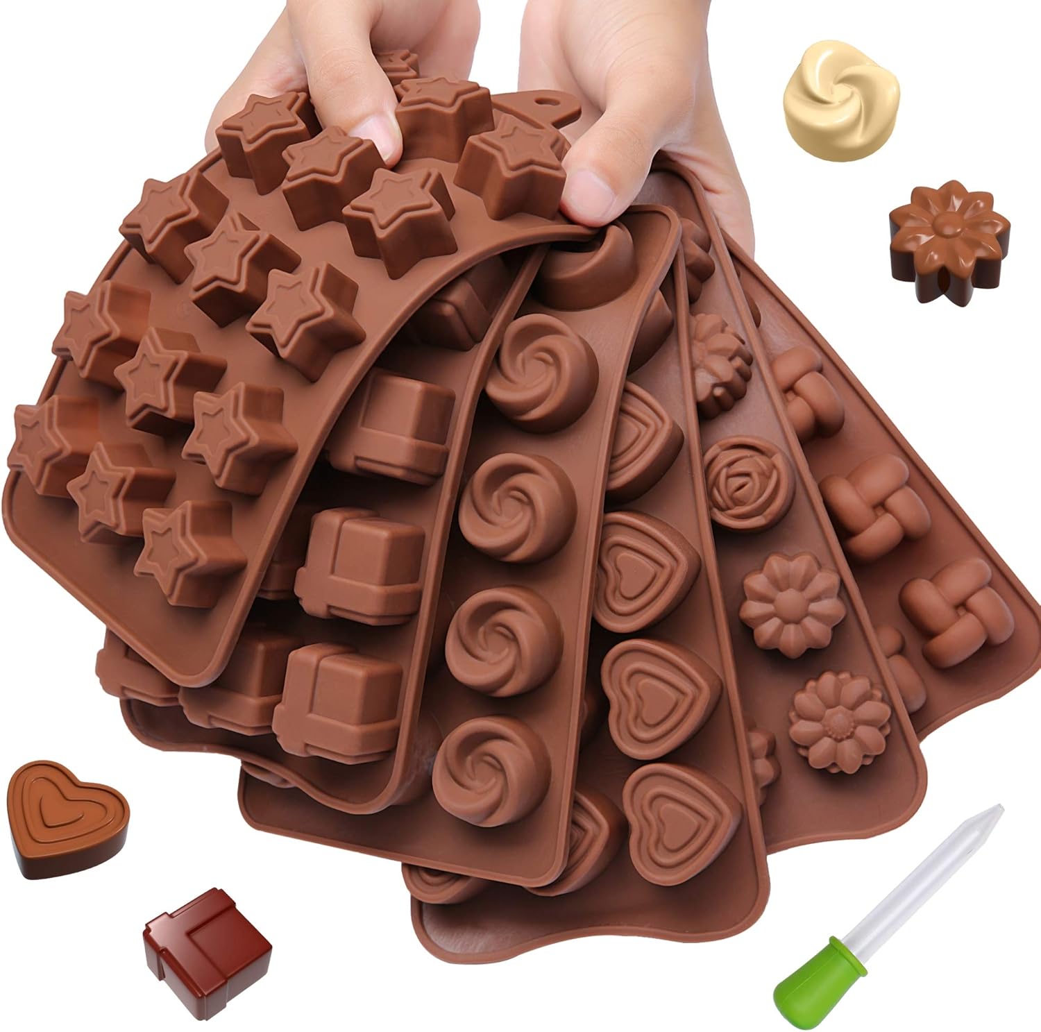 Fancy Chocolate Candy Mold Silicone Trays + Recipes eBook Nonstick