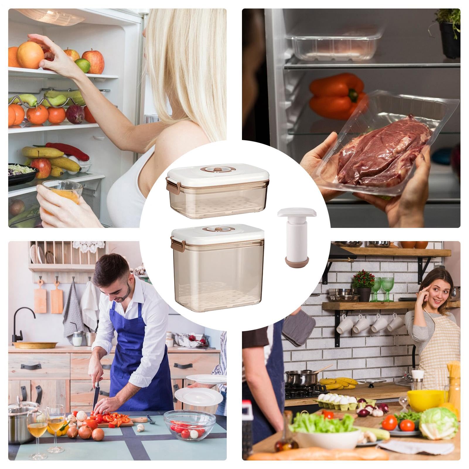 Pojemnik na żywność Szczelne Słoiki I Pudełka Do Mikrofalówki | Pojemniki próżniowe do przygotowania posiłków do szczelnego lunchboxa, lodówki, zamrażarki, kuchni, kempingu, pikniku,