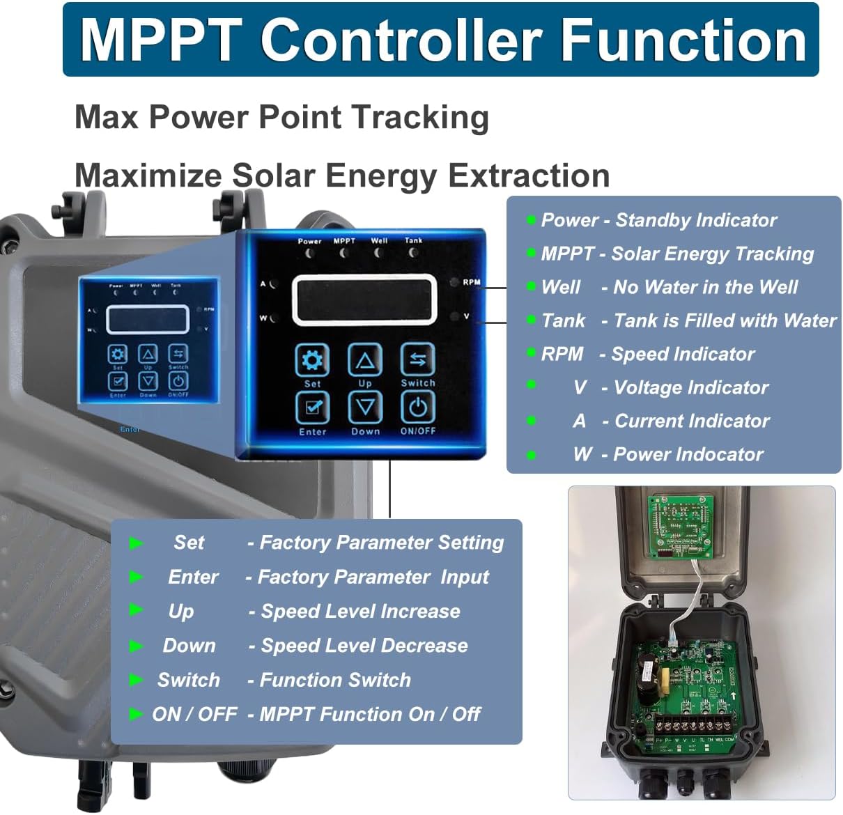 Solar Well Pump, 24V 270W DC Submersible Deep Well Pump, 3 inch OD,Stainless Steel Solar Powered, with MPPT Controller for Industrial Irrigation Household Water Supply,