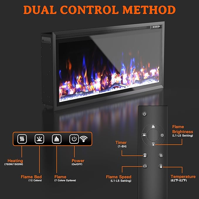 Chimenea Eléctrica 42 Pulgadas Weyderk Empotrable con Control Remoto miniatura 4