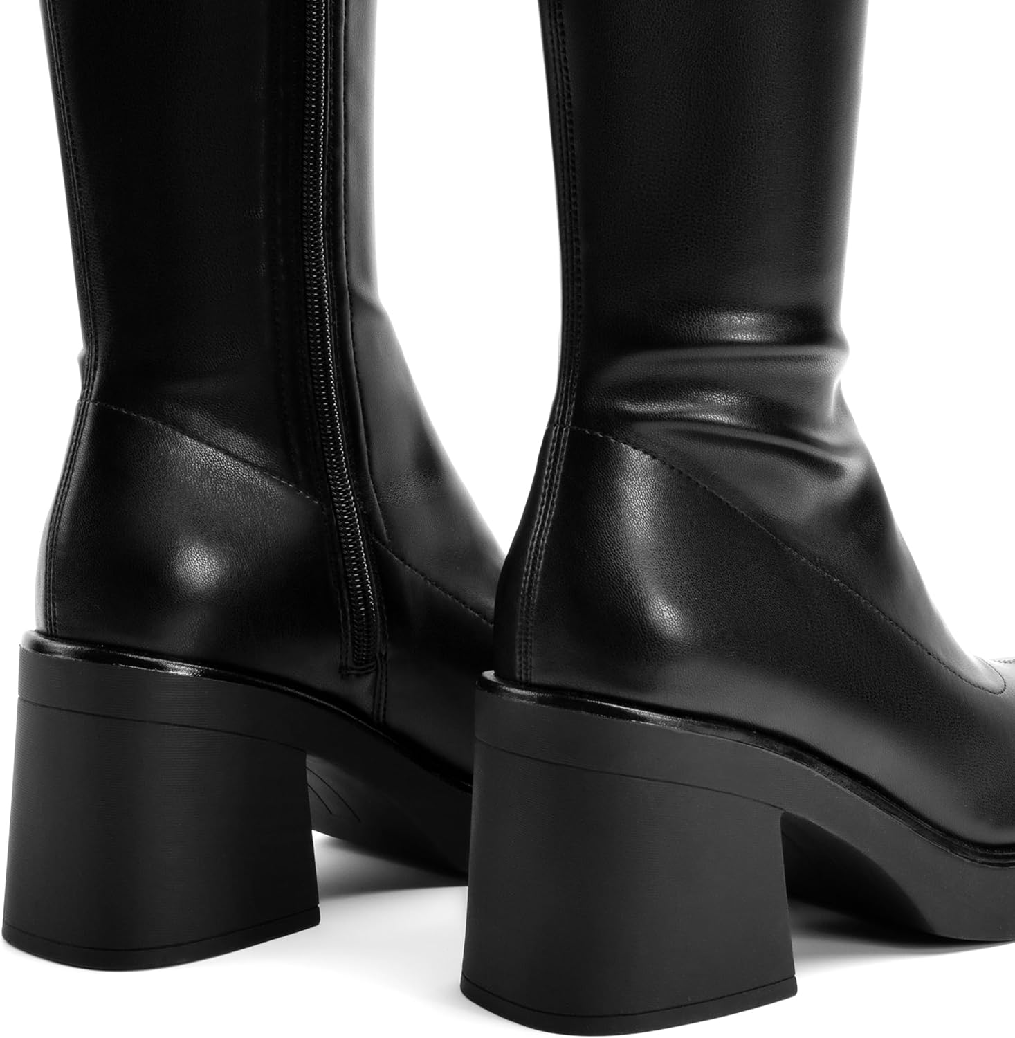 Knee High Boots for Women GoGo Boots Platform Square Toe Womens Chunky Heel Side Zipper Boot - Image 5