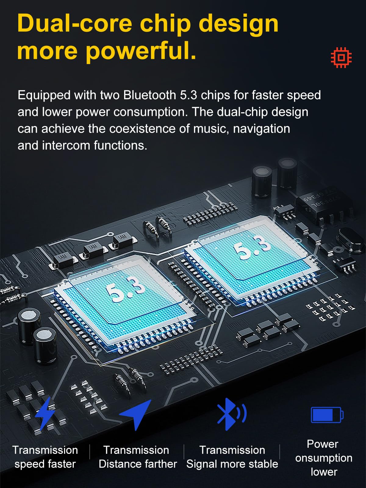 C1 Interfono Bluetooth per Casco Moto, Interfono Moto 500m con Condivisione Musica, Radio FM, Slot Micro SD, Batteria 1000mAh - Compatibile con Diversi Tipi di Casco