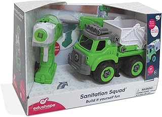 لعبة شاحنة الصرف الصحي للأطفال مع جهاز تحكم عن بعد مناسبة لإعادة التجميع بنفسك تعزز تعلم العلوم والتكنولوجيا والهندسة والرياضيات والإبداع من سن 3 سنوات فما فوق ايدو شيب أخضر