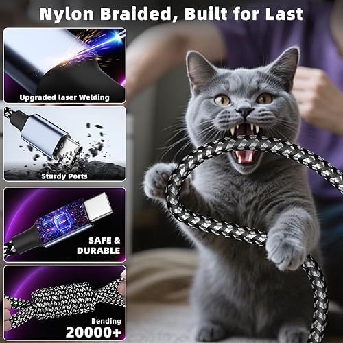 Miniatura 3 de Travel Essentials - Cable de carga dual tipo C 4 en 1, cable de carga múltiple para múltiples dispositivos, cargador de teléfono USB Unviersal con 2