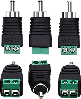 RCA to AV Screw Terminal Adapter, 6pcs RCA Plugs Male, RCA Connector Adapter,Video Speaker Wire connectors Solderless Adapter