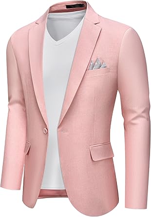 MAGE MALE Mens Slim Fit Blazer Jackets Suit One Button Lightweight Sport Coats Casual Blazer