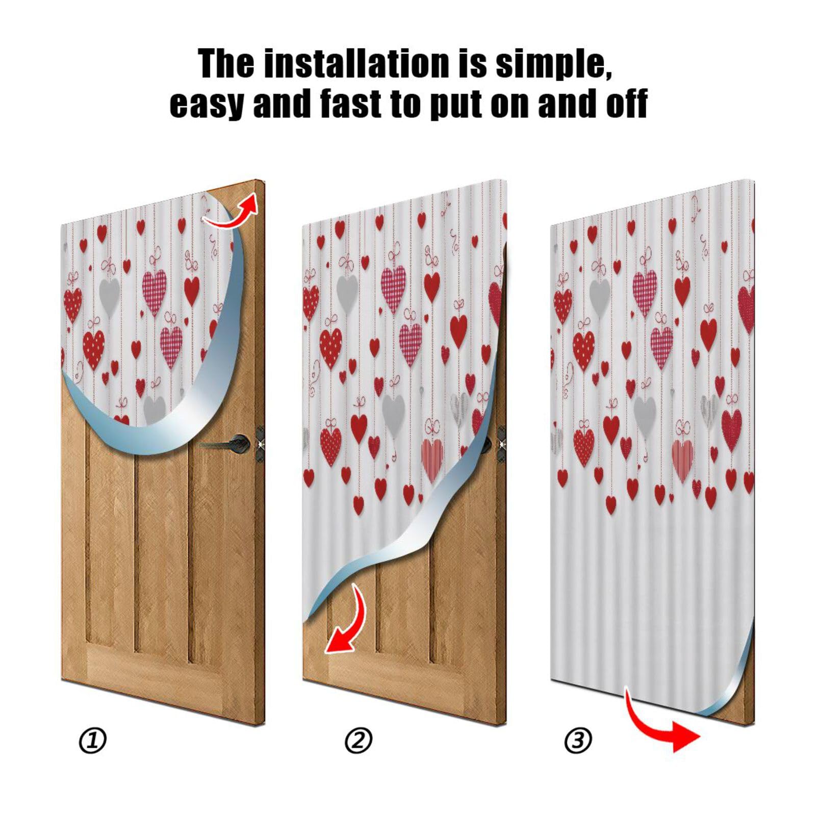 FLildon Sweet Hearts Romantic Love Valentine's Day Door Cover Decoration, Party Accessory Porch Decor for Festive Ornament Room Door Covers 32 x 79 Inch