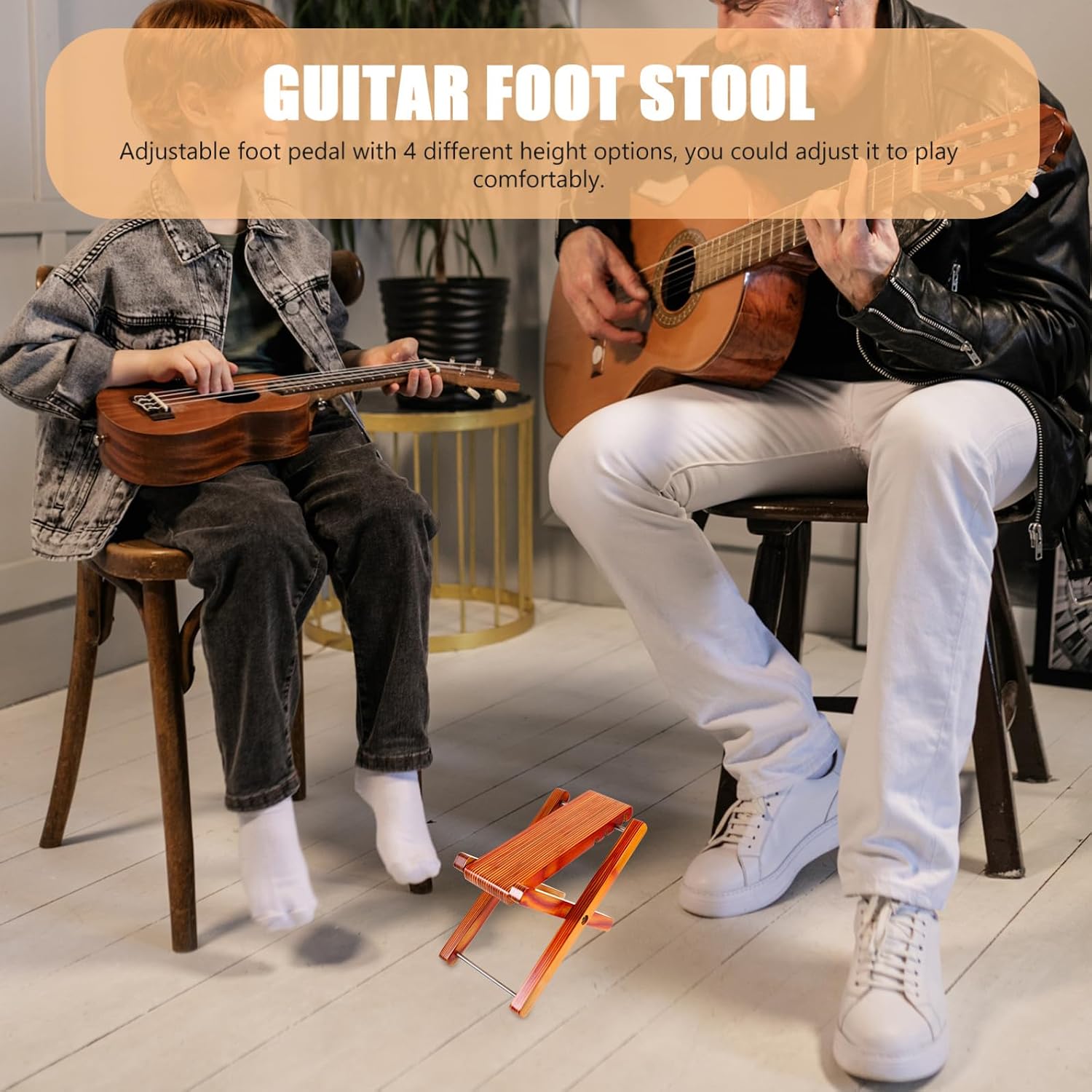Bamboo Guitar Foot Stool with 4 Height Options for Classical Players