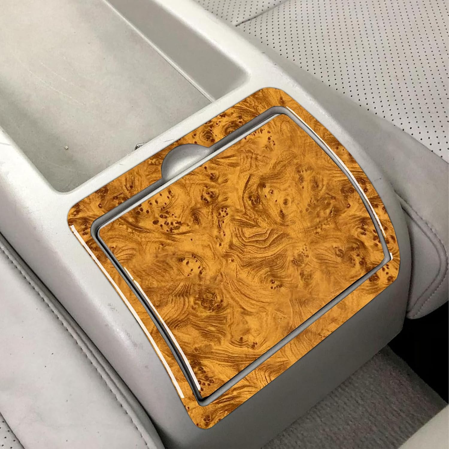 Wood Grain Sticker-Car Rear Row Seat Armrest Cup Holder Switch Panel Soft Pad Sticker Auto Interior Accessories Compatible with Infiniti G35 2002 2003 2004 Sedan/Coupe