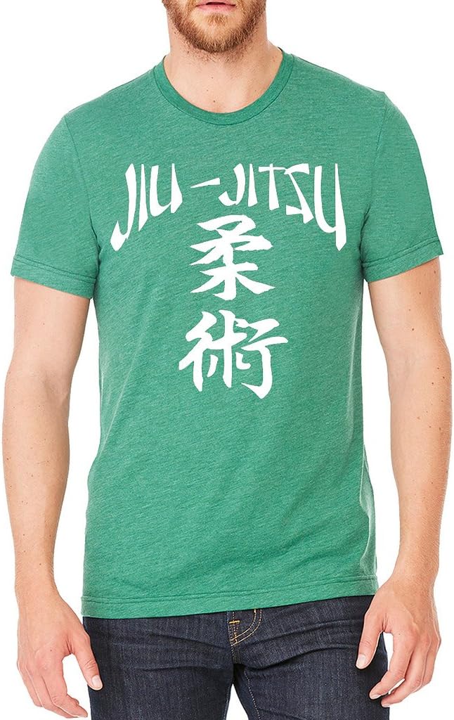 Men's Brazilian Jiu Jitsu Japanese Characters Green Tri Blend T-Shirt C2