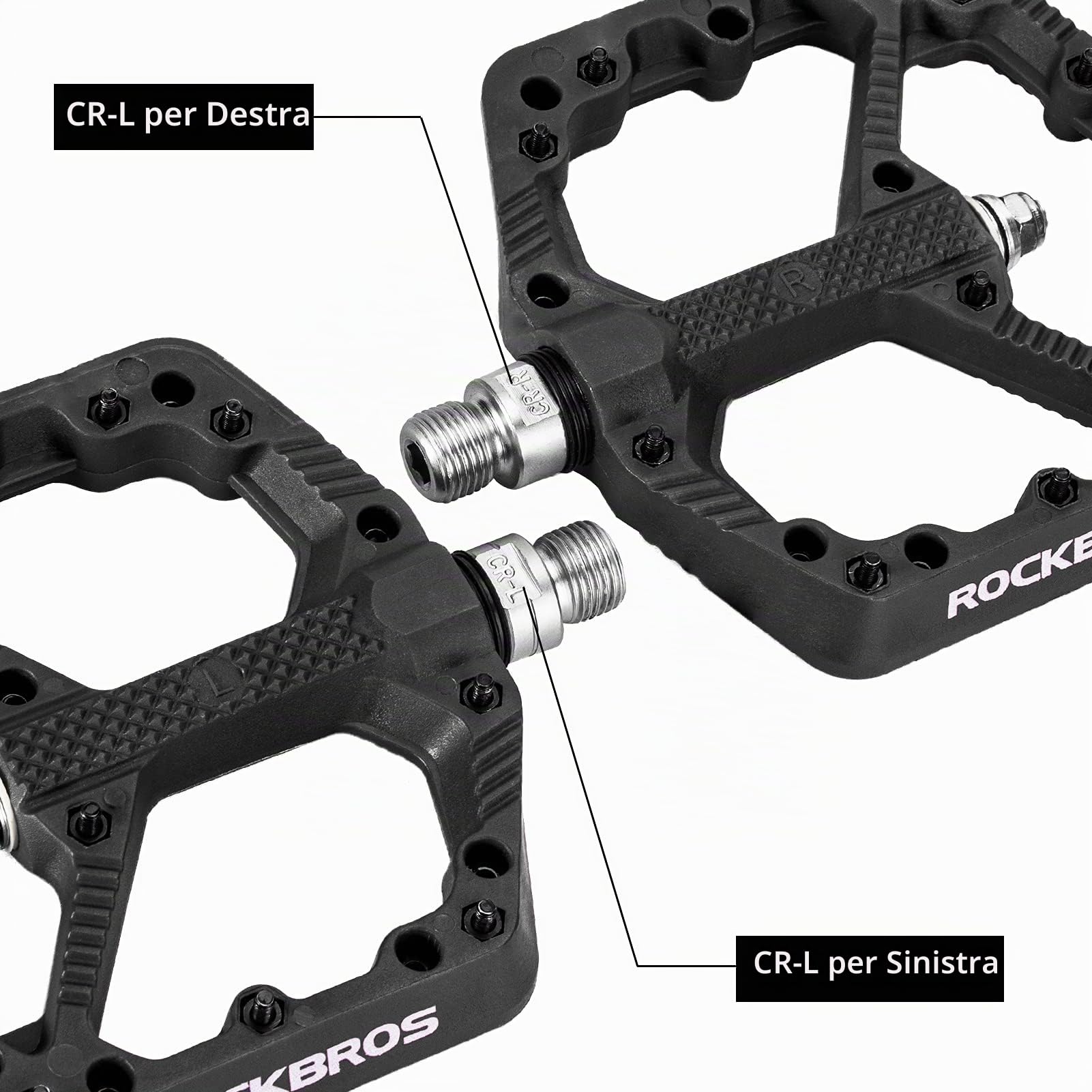 ROCKBROS Pedali per Bici MTB in Nylon asse 9/16 Universali Impermeabile Antiscivolo Antipolvere Superficie Larga Leggeri