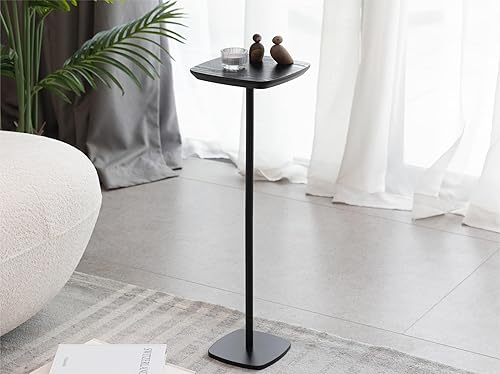Mesa pequeña con pedestal para bebidas, mesas auxiliares de madera, soporte para bebidas de cóctel Martini, mesa auxiliar cuadrada duradera con base