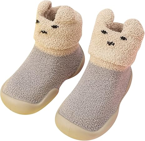 Generic Baby,Clothing,Baby Boys 0-24m,Socks & Tights,Socks Newborn Baby Floor Socks Toddler Kids Infant Newborn Baby Boys Girls Shoes First Walkers Cute Cartoon Warm Thickened Antislip Socks Shoes Animal Printing Cartoon Toddler Sock (Grey, 6-12 Months)