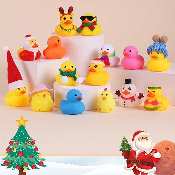 Calendario de Adviento 2025, calendario de Adviento de cuenta regresiva de 24 días de Navidad con 24 patos de goma, juguetes divertidos para niños, niñas, niños y niños pequeños, decoración de Navidad - 3