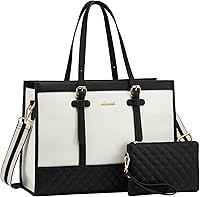 LOVEVOOK 15.6 Inch Canvas Laptop Tote Bag for Women - Large Capacity Work Bag with Clutch Purse, Office Briefcase for Travel, School, Teacher