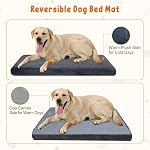 EMPSIGN Matelas de lit de chien réversible (Cool & Chaud), Doublures anti-eau, Couverture lavable à la machine amovible, Lit de caisse de soutien pour animaux de compagnie pour petits à grands chiens, peluche courte marine/Canvas Gray