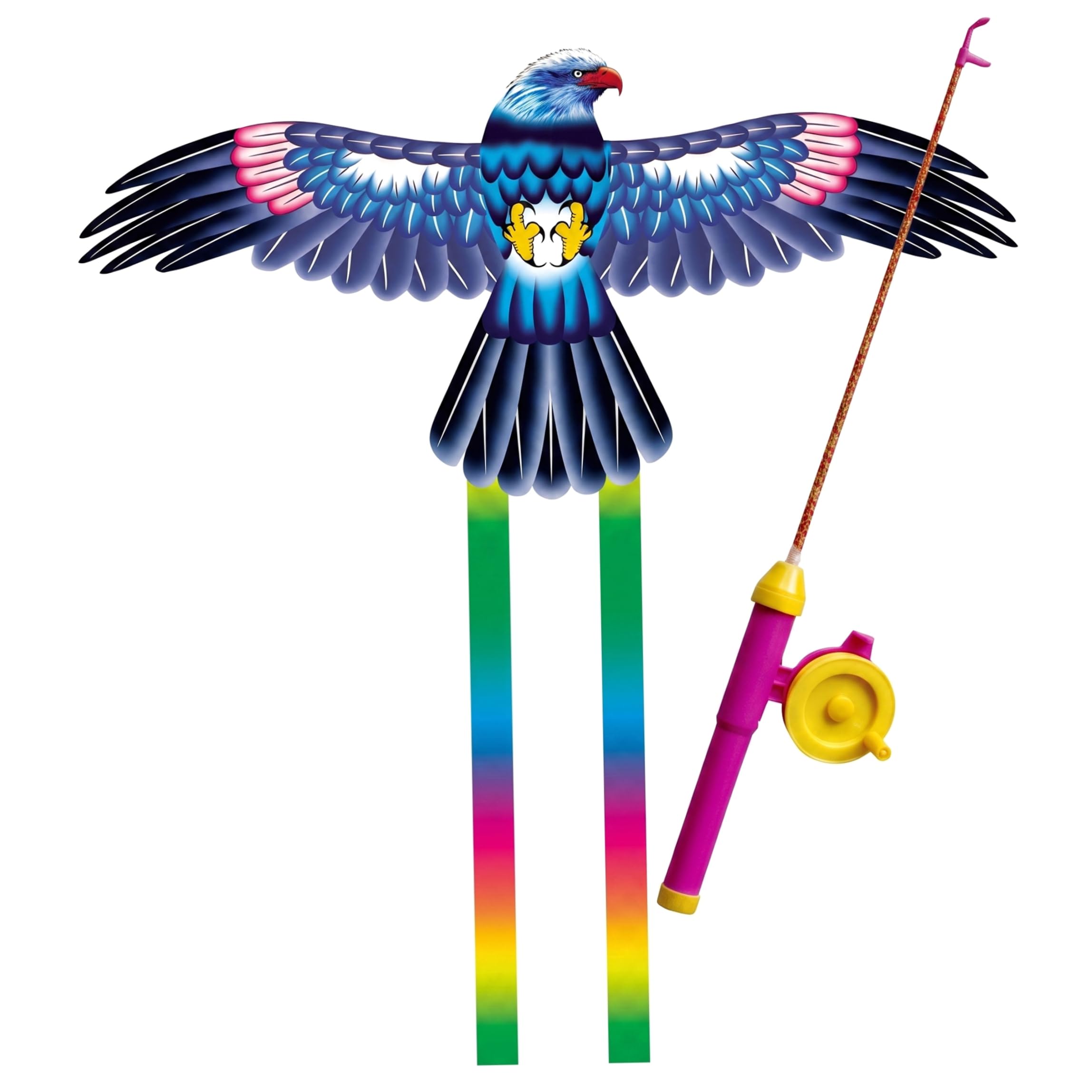 PithCogent Bird Kite|Kites for Kids Age 4-8 8-12, Easy-to-Fly Dynamic Bird Kite with 164ft String for Beach Trip Park Family Activities Outdoor Games, Blue Eagle