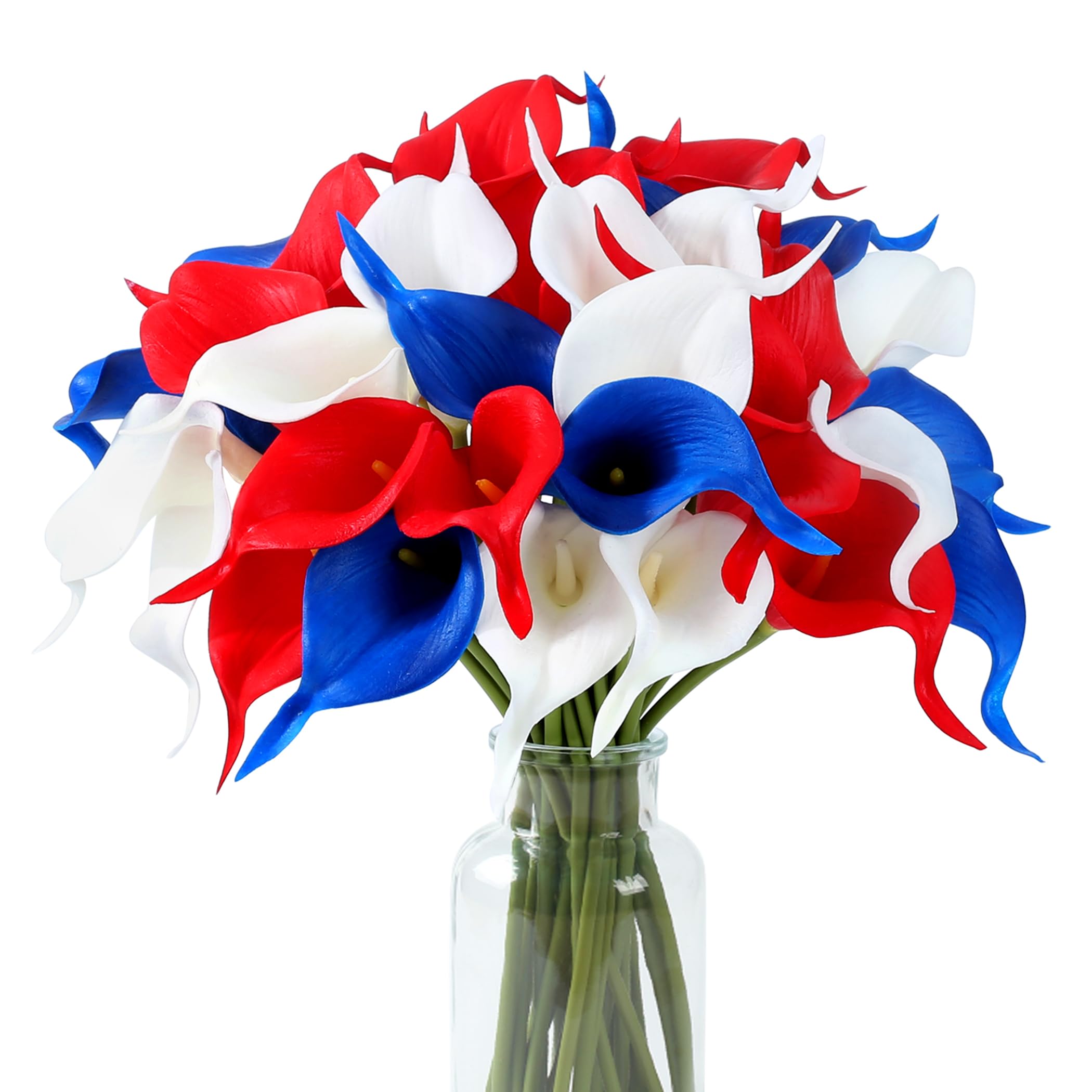 SITUMEIZI 24 Pcs 4th of July Flowers Artificial Calla Lily
