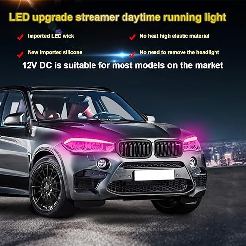 Miniatura 8 de Tira de luces LED para faros delanteros, luz de circulación diurna flexible DRL de 24 pulgadas, impermeable, lámpara de señal de giro de flujo