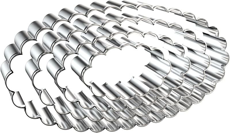 Scalloped Edge Oval Cookie Cutter Set Large - 5 Inch, 4 Inch, 3 Inch, 2 Inch - Fluted Wavy Oval Cookie Cutters Shapes Clay Molds - Stainless Steel