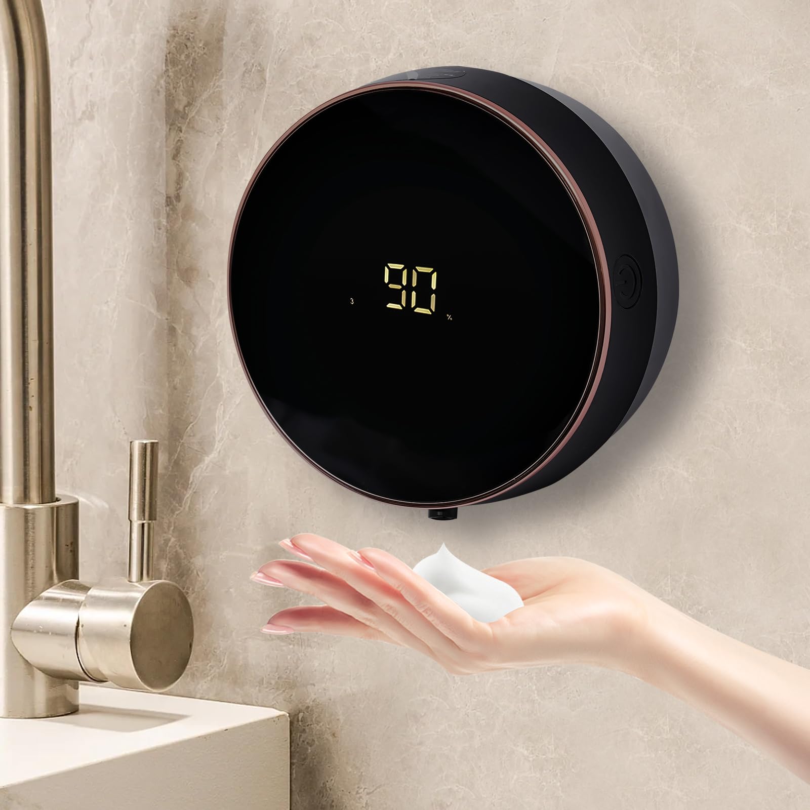 Dispenser di sapone automatico ricaricabile senza contatto automatico 300 ml per bagno cucina ufficio scuola (nero)