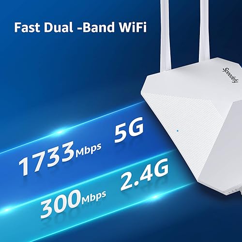 Miniatura 4 de Enrutador WiFi Gigabit, enrutador inalámbrico inteligente de doble banda, Speedefy AC2100 4x4 MU-MIMO y 7 antenas externas para señal fuerte y alta